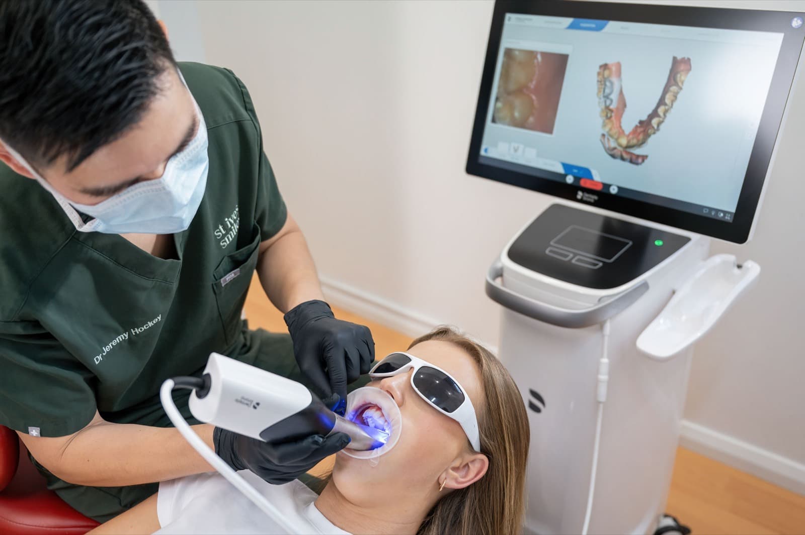 Dr Jeremy Hockey using a Primescan digital intraoral scanner at St Ives Smiles Dentistry